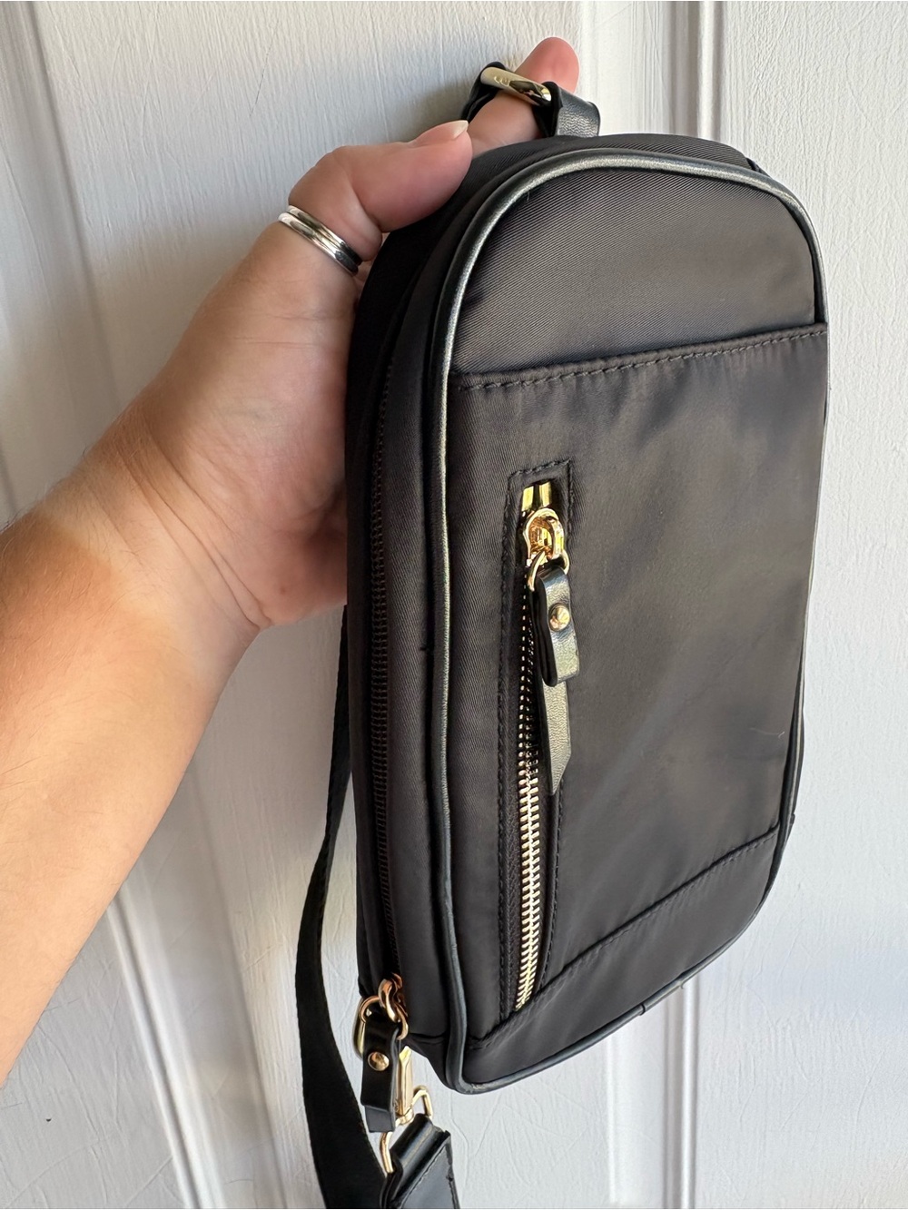 Urban Expressions Black Crossbody Bag with Gold Hardware